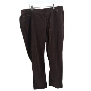 Catherines Brown Corduroy Pants‎ Womens 1X Elastic Waist Pull On Casual Comfy